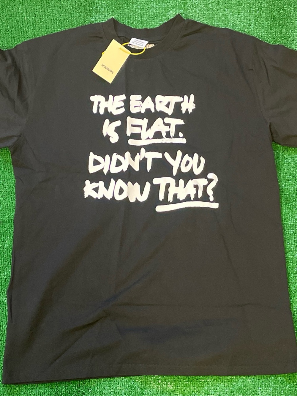 Vetements Black T-Shirt with White Label